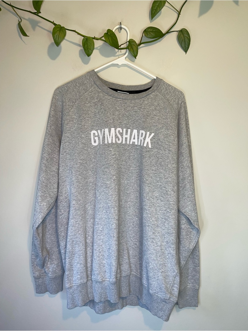 Gymshark Men’s Light Gray Crewneck Sweatshirt with White Logo